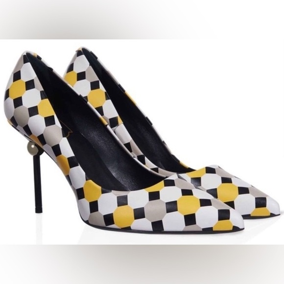 Roger Vivier Handcrafted Dec Sphere Palazzo Hexagon BNIB Sz 38 Made In Italy - Picture 1 of 16